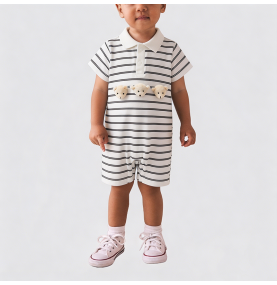 Black and White Striped Boys' Onesie