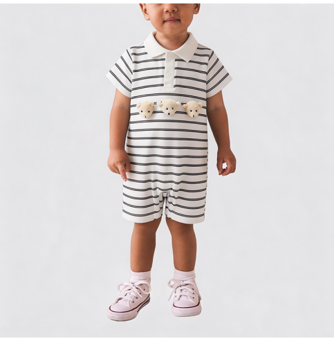 Black and White Striped Boys' Onesie