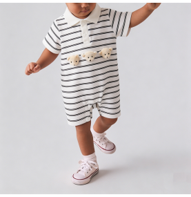 Black and White Striped Boys' Onesie