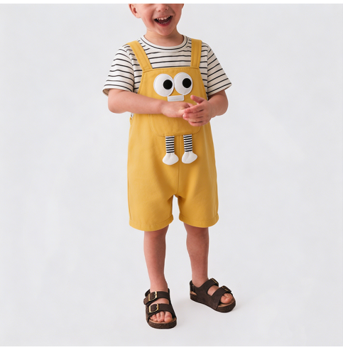 Yellow Overalls Onesie for Boys