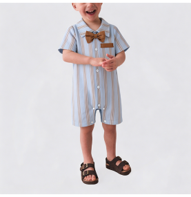 Striped Boys' Onesie with Bow Tie