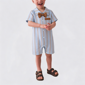 Striped Boys' Onesie with Bow Tie