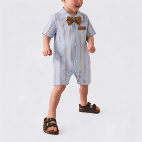 Striped Boys' Onesie with Bow Tie