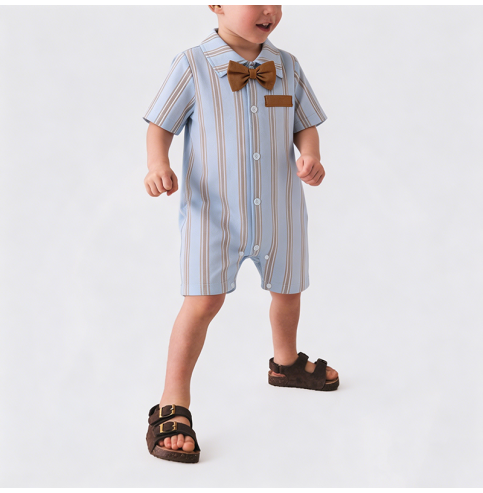 Striped Boys' Onesie with Bow Tie Striped Boys' Onesie with Bow Tie
