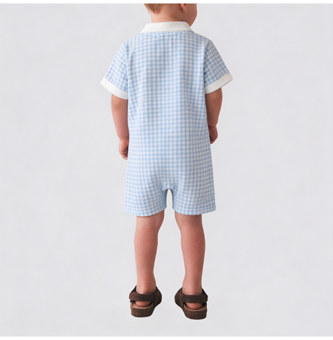 Light Blue Plaid Boys' Onesie Light Blue Plaid Boys' Onesie