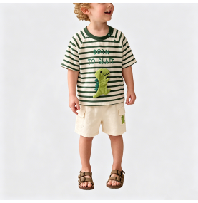 Boys' Green Striped Two-Piece Set