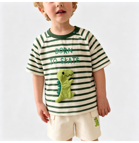Boys' Green Striped Two-Piece Set
