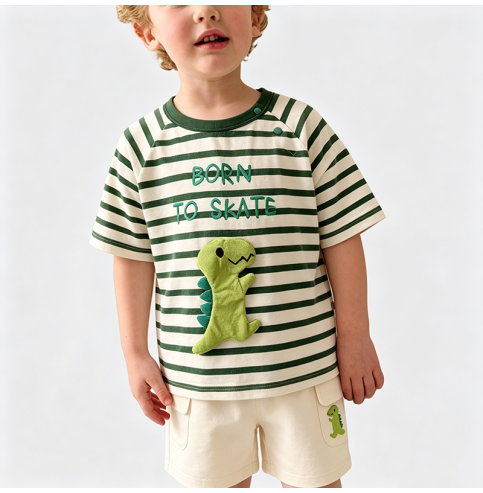 Boys' Green Striped Two-Piece Set Boys' Green Striped Two-Piece Set