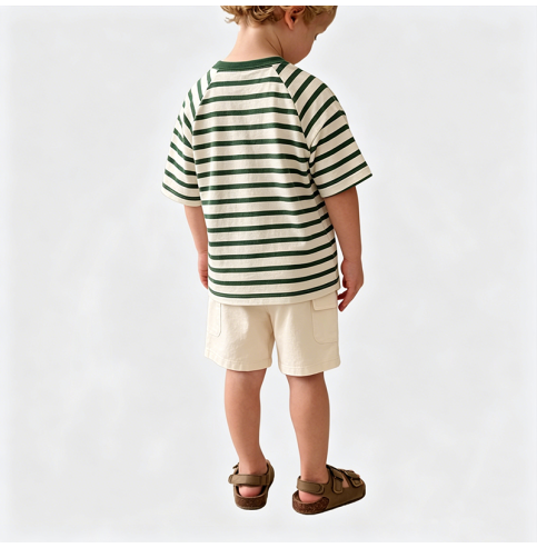 Boys' Green Striped Two-Piece Set Boys' Green Striped Two-Piece Set