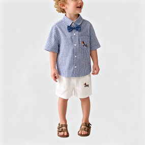 Boys' Plaid Short-Sleeve Two-Piece Set
