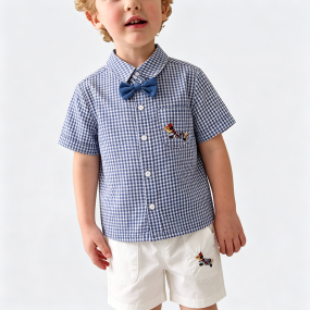 Boys' Plaid Short-Sleeve Two-Piece Set