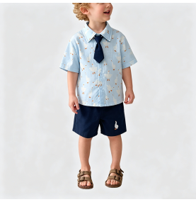 Printed Shirt and Shorts Two-Piece Set for Boys