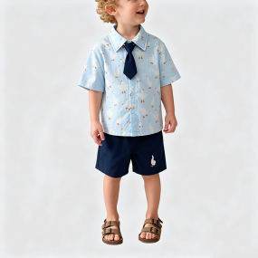 Printed Shirt and Shorts Two-Piece Set for Boys