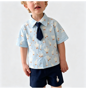 Printed Shirt and Shorts Two-Piece Set for Boys