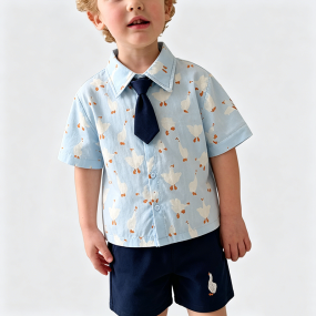 Printed Shirt and Shorts Two-Piece Set for Boys