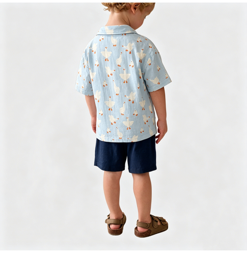 Printed Shirt and Shorts Two-Piece Set for Boys Printed Shirt and Shorts Two-Piece Set for Boys