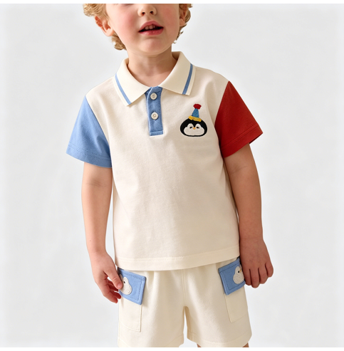 Color-blocked Short-Sleeve Two-Piece Set for Boys Color-blocked Short-Sleeve Two-Piece Set for Boys