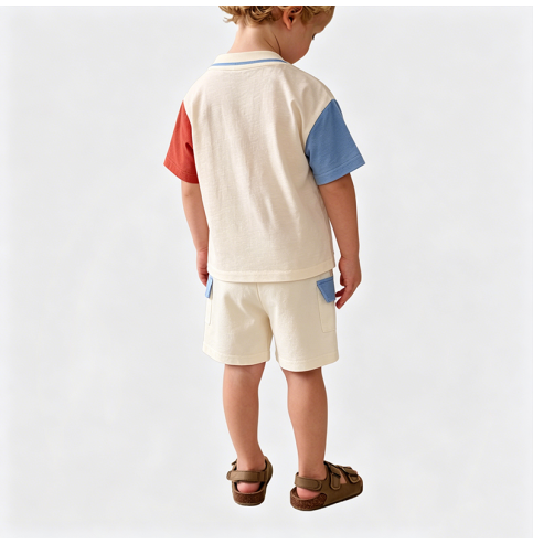 Color-blocked Short-Sleeve Two-Piece Set for Boys Color-blocked Short-Sleeve Two-Piece Set for Boys