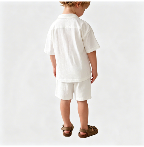 Off-white Short-Sleeve and Shorts Two-Piece Set Off-white Short-Sleeve and Shorts Two-Piece Set