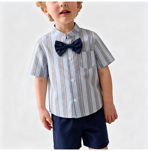 Navy Blue Shirt and Shorts Two-Piece Set Navy Blue Shirt and Shorts Two-Piece Set