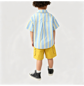 Summer Striped Shirt and Shorts Two-Piece Set