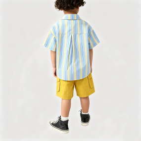 Summer Striped Shirt and Shorts Two-Piece Set