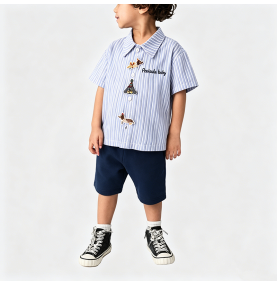 Boys' Striped Shirt and Shorts Summer Set