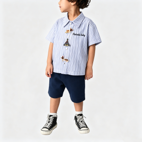 Boys' Striped Shirt and Shorts Summer Set