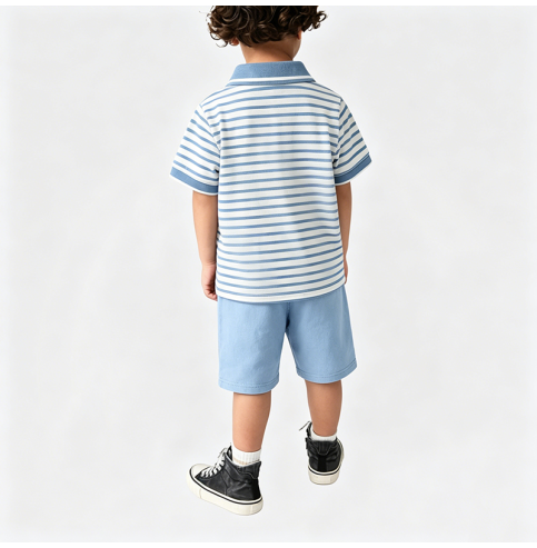 Striped Short-Sleeve Polo Shirt Set for Boys Striped Short-Sleeve Polo Shirt Set for Boys