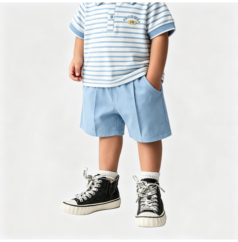 Striped Short-Sleeve Polo Shirt Set for Boys Striped Short-Sleeve Polo Shirt Set for Boys