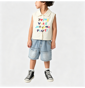 Boys' Sleeveless Shirt and Shorts Two-Piece Set