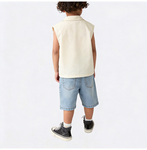 Boys' Sleeveless Shirt and Shorts Two-Piece Set Boys' Sleeveless Shirt and Shorts Two-Piece Set