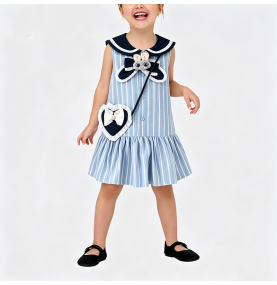 Girls' Blue Striped Dress