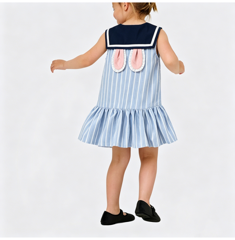 Girls' Blue Striped Dress Girls' Blue Striped Dress