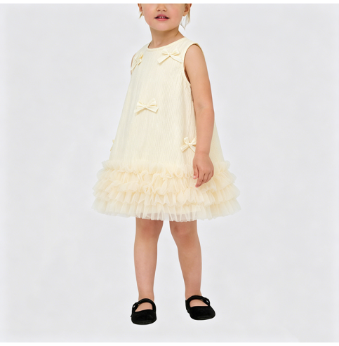Girls' Beige Mesh Dress Girls' Beige Mesh Dress