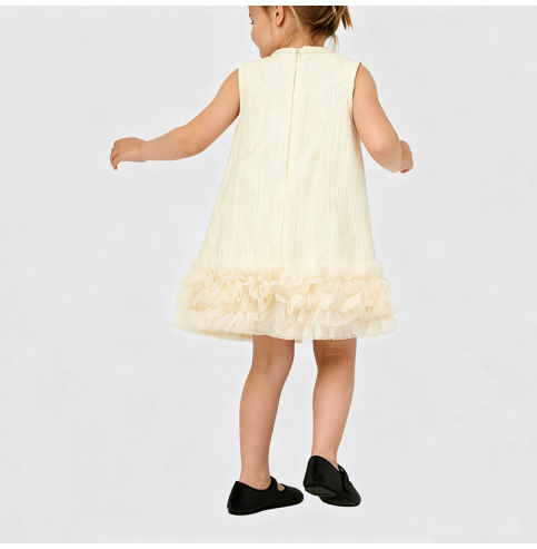 Girls' Beige Mesh Dress Girls' Beige Mesh Dress