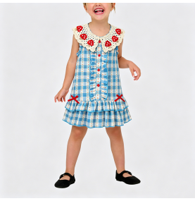 Girls' Blue Plaid Dress