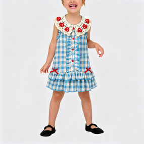 Girls' Blue Plaid Dress