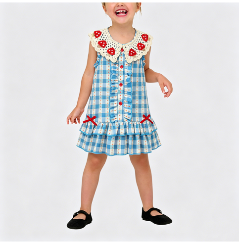 Girls' Blue Plaid Dress
