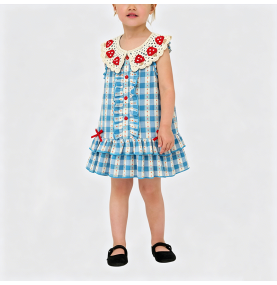 Girls' Blue Plaid Dress