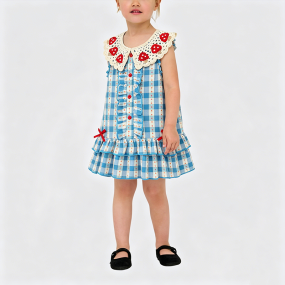 Girls' Blue Plaid Dress