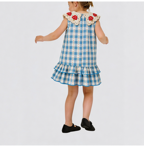 Girls' Blue Plaid Dress Girls' Blue Plaid Dress