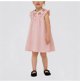 Girls' Pink Dress with Flutter Sleeves