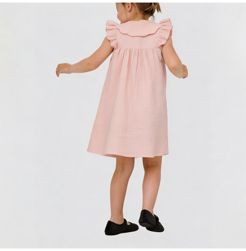 Girls' Pink Dress with Flutter Sleeves Girls' Pink Dress with Flutter Sleeves