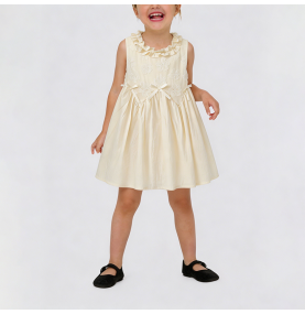 Girls' Beige Lace Dress