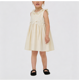 Girls' Beige Lace Dress