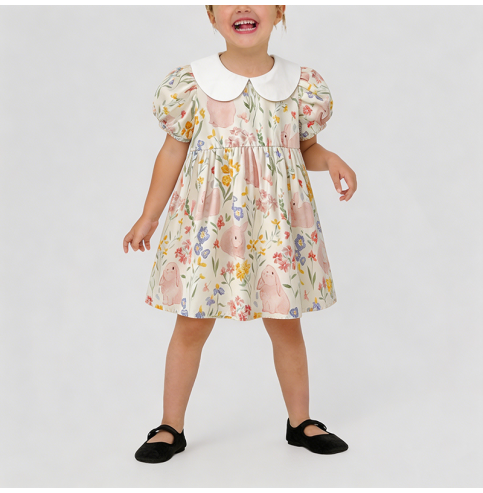 Girls' Bunny Print Dress