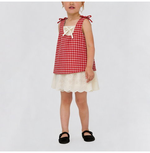 Girls' Faux Two-Piece Dress