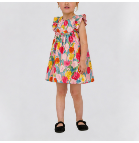 Tulip Print Dress for Girls