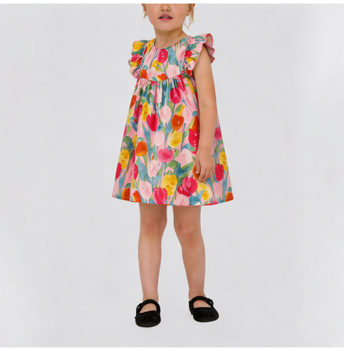 Tulip Print Dress for Girls Tulip Print Dress for Girls